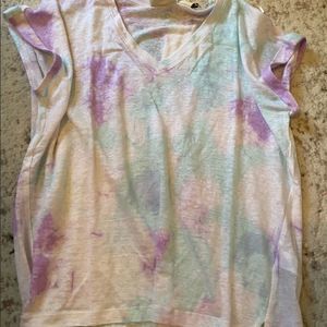NWT Watercolor Linen V-Neck Tee